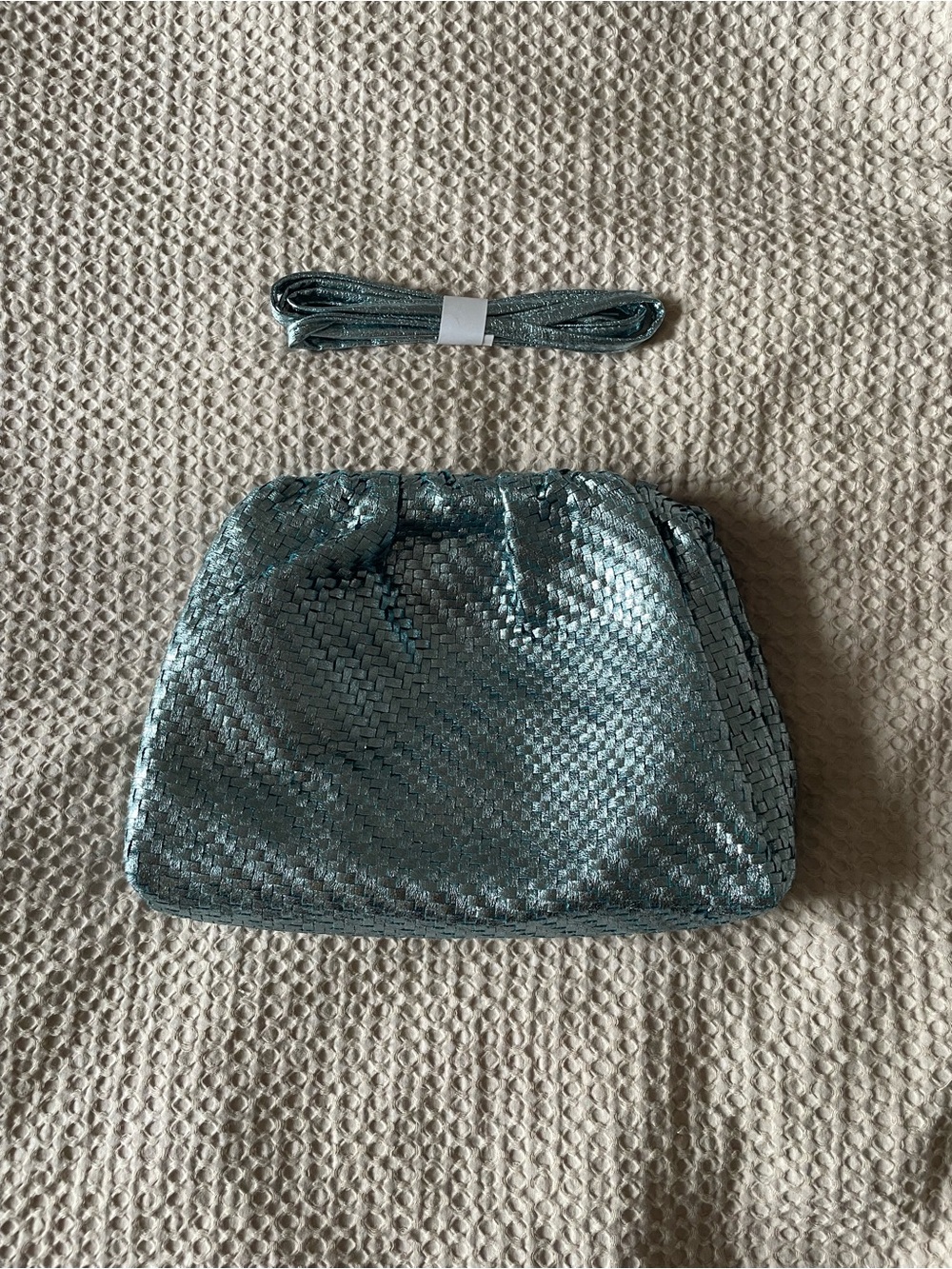 Anthropologie Frankie Metallic Teal Woven Crossbody Bag